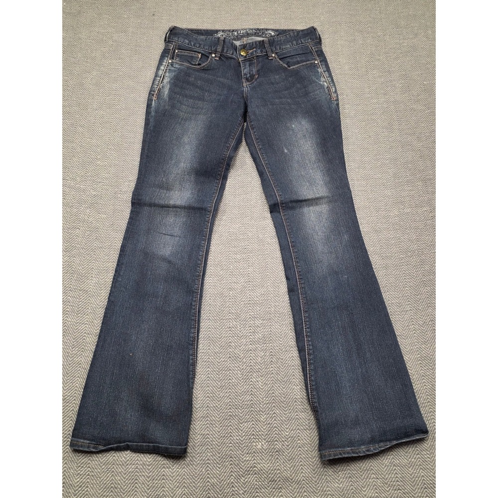 Express Jeans Womens 26 Dark Wash Flare Leg Low Rise Stretch Denim RN 55285